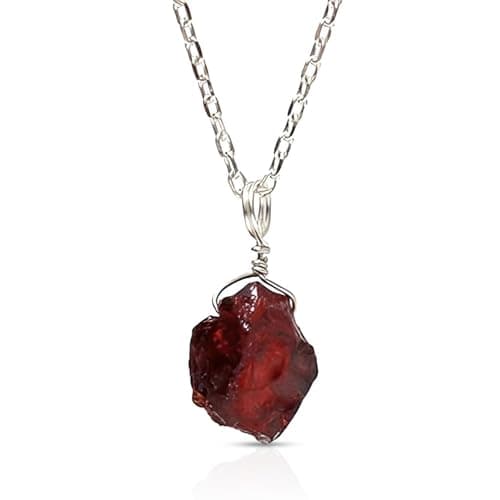 GEMINSPIRE Raw Garnet Sterling Pendant
