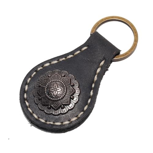 Vintage Cowhide Teardrop Key Ring