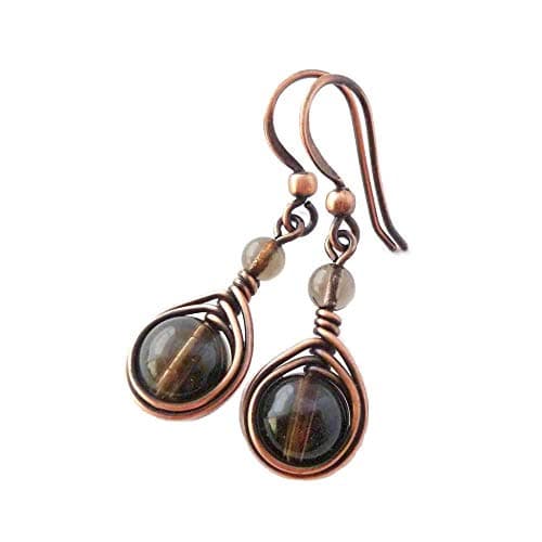 Pillar of Salt Studio Copper and Smoky Quartz Earrings