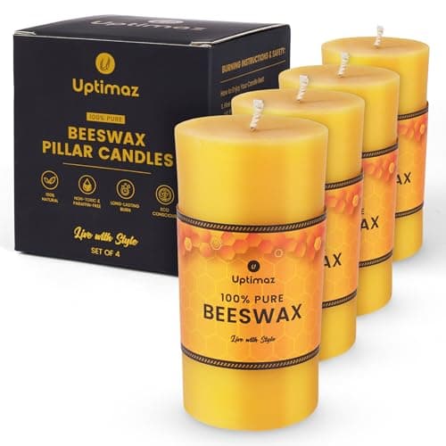 Uptimaz 100% Beeswax Pillar Set of 4