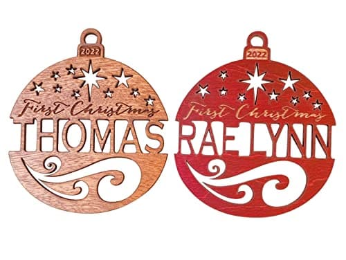 Personalized Wooden First Christmas Ornament