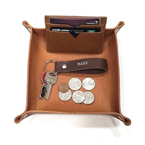 Saddle Tan Leather Valet Tray