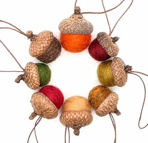 Stone House Crafts Wool Felted Acorn Ornaments, Set of 8