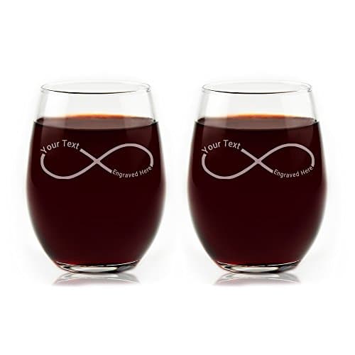 Engraved Infinity Stemless Wine Glasses, Pair