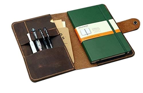 Leather Cover with Pen Holder for Moleskine Classic