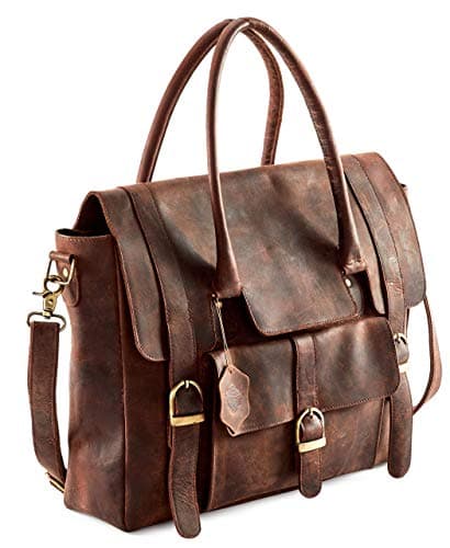 Leather Laptop Tote with Zip