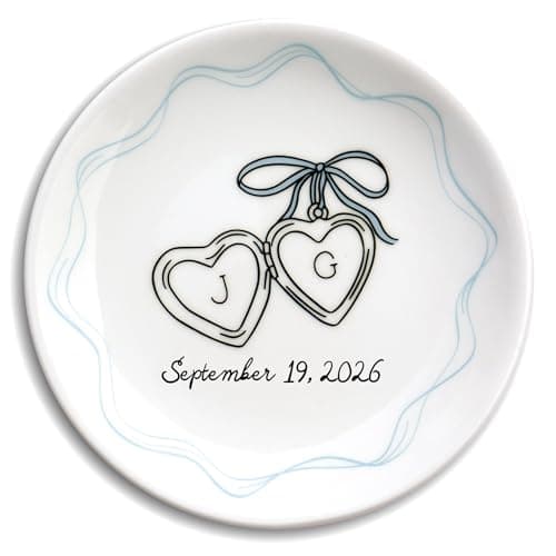 Personalized Ring Dish with Heart Locket