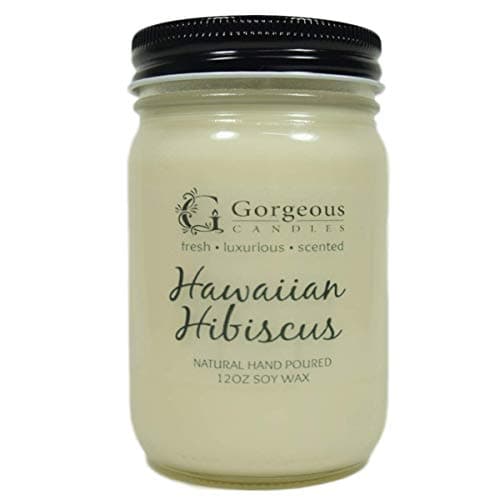 Gorgeous Candles Hawaiian Hibiscus in a 12 oz Canning Jar
