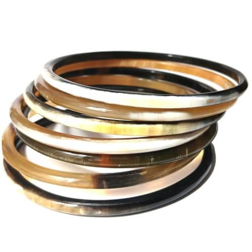 Cow Horn Bangle Set, 7 Piece, Larger Size