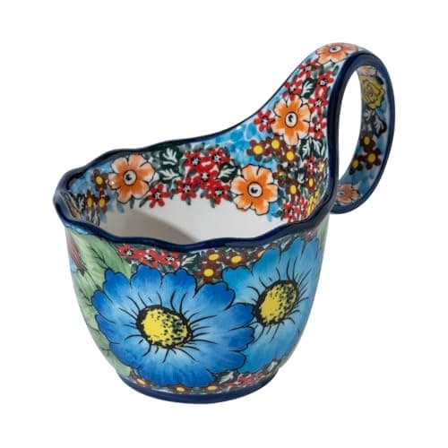 ALMA Hand-Painted Soup Bowl with Loop Handle, 16 oz