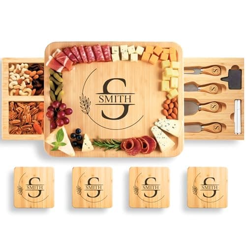 Personalized Bamboo Charcuterie Set with Knives